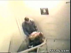 Boss fucks his secretary in the stairway