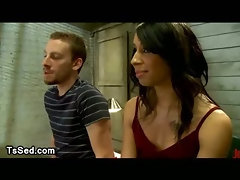 Guy fucks tranny from behind in the office