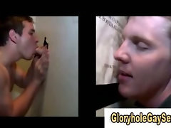 Gullible straight guy tricked into gay blowjob at the gloryhole