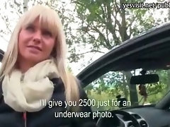 Big tits blonde eurobabe stuffed in the car and gets payed