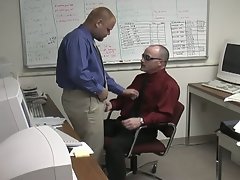Two gay office boys suck some hard cock deep