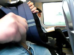 jerking in front of 2 mature women on train