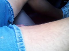 driving with cock popping out of shorts