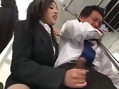 Sensual Sensual japanese Lass makes him to Gush Cum on Subway Train